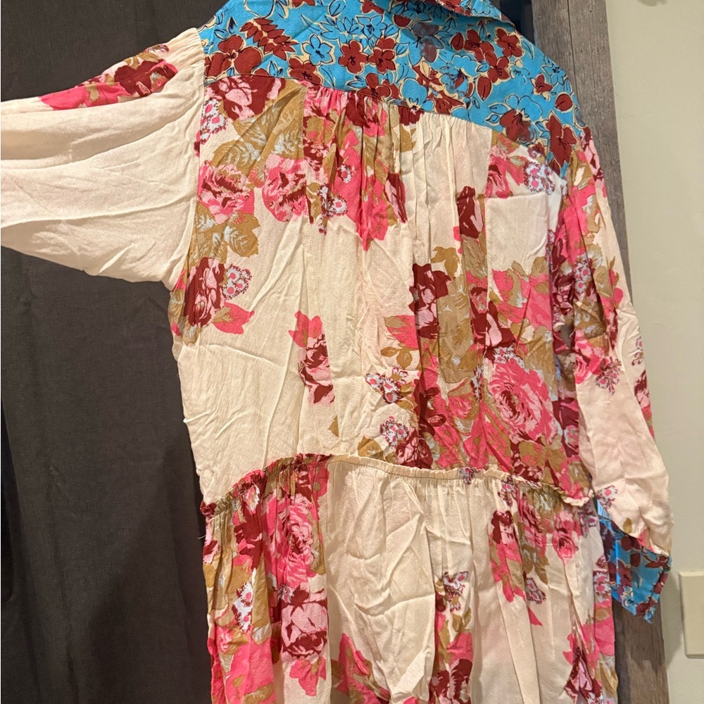 Free People Turquoise and Red Floral Blouse - Picture 4 of 4